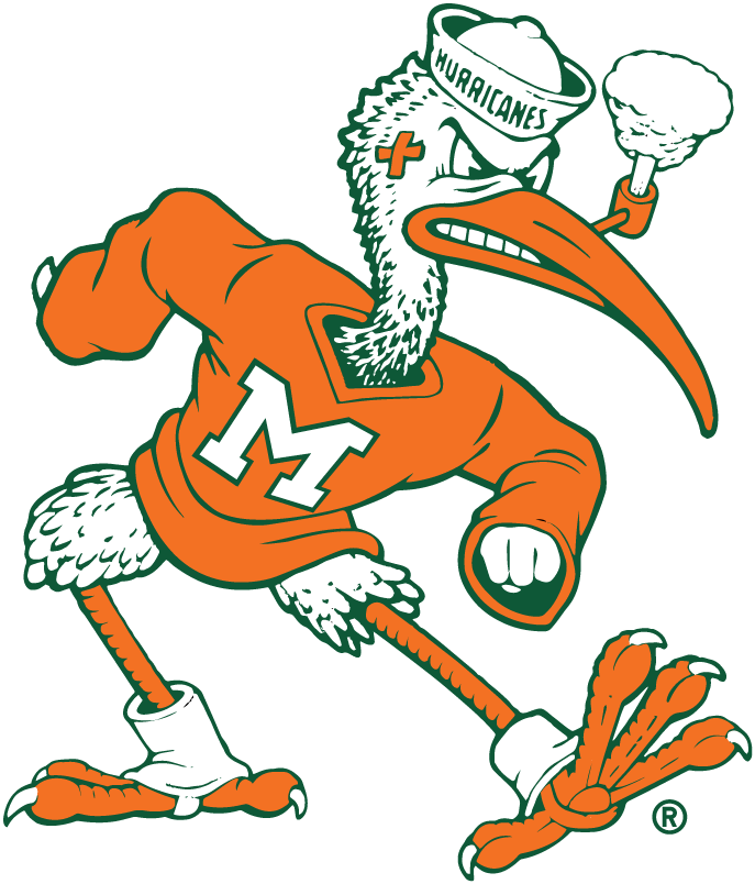 Miami Hurricanes 1964-1982 Mascot Logo iron on transfers for clothing